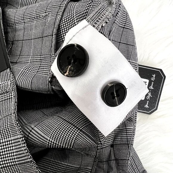 Gingtto Mens 34 Gray Plaid Skinny Chino Shorts Cuffed Stretch - Picture 11 of 12